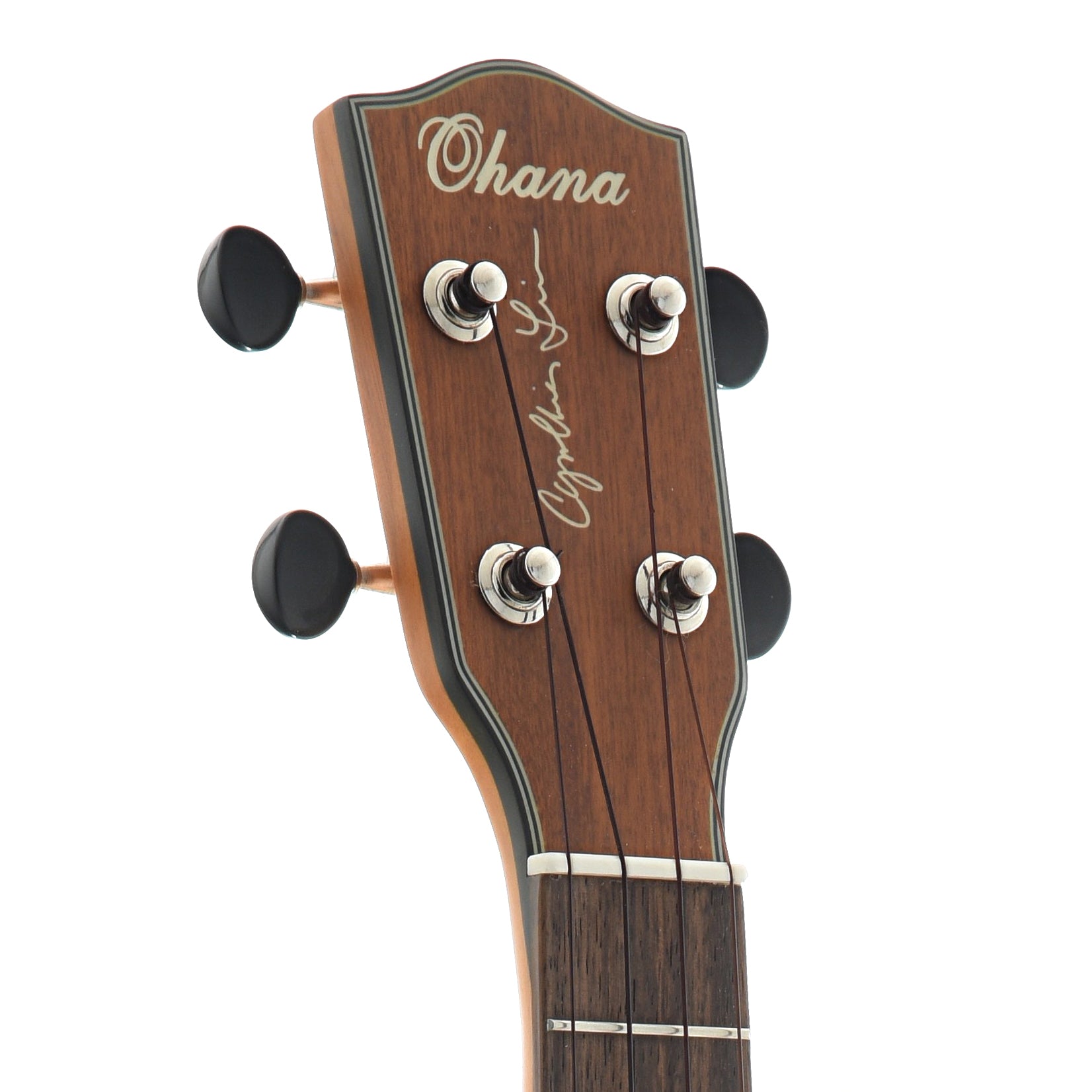 front headstock of Ohana CK-14CLE Cynthia Lin Signature Concert w/pu