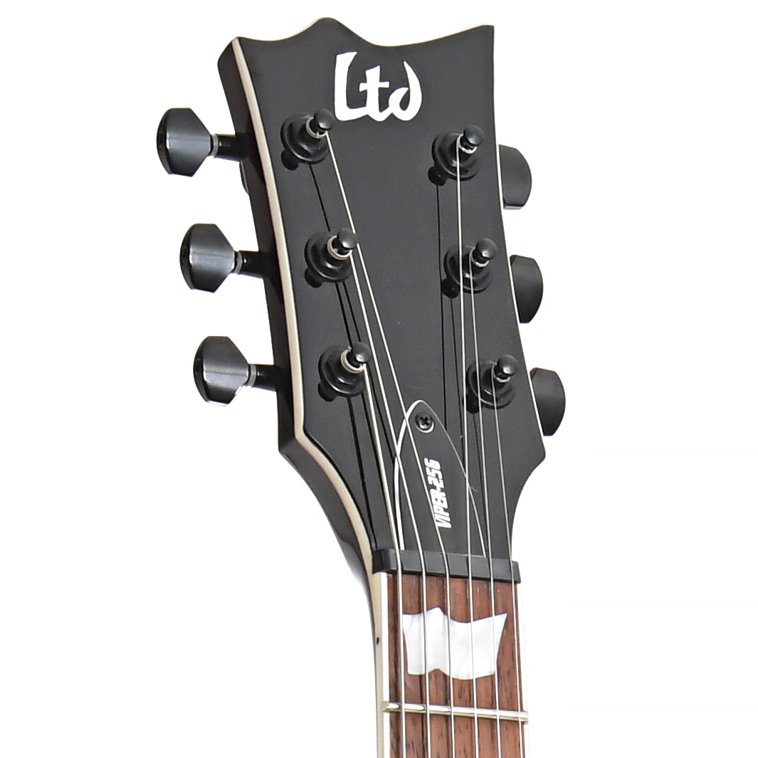 front headstock of ESP LTD Viper-256 Electric Guitar, Quilted Maple Dark Brown Sunburst