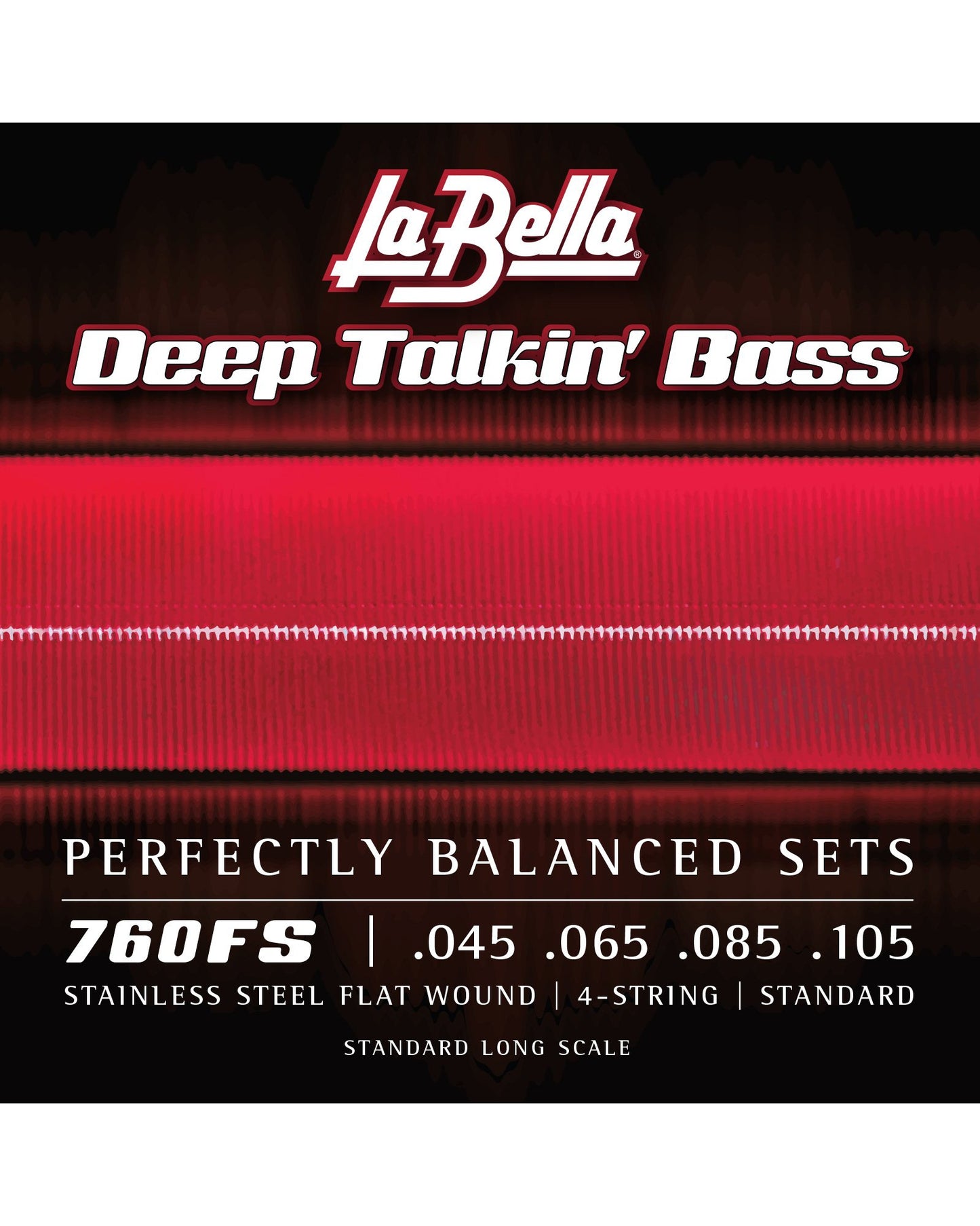 Front of La Bella 760FS Flat Wound Standard Bass Strings