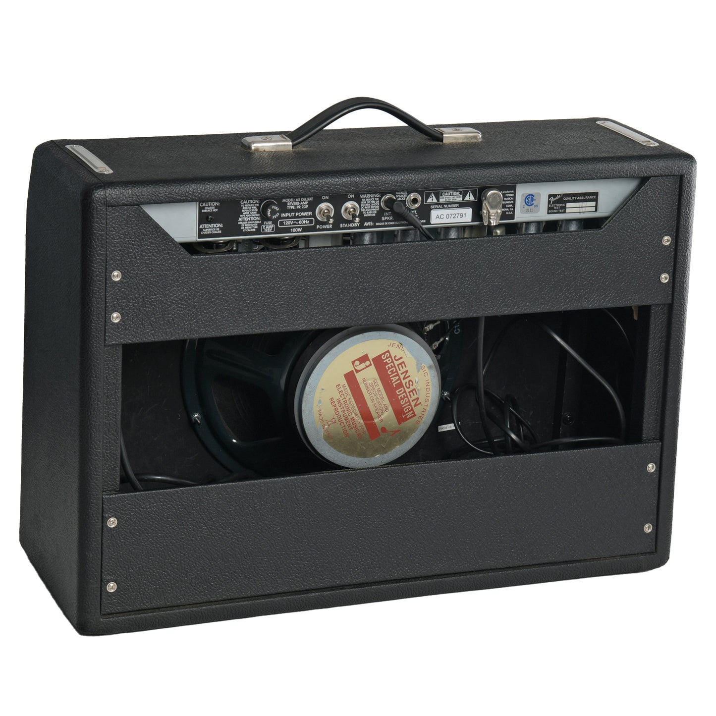 Back of Fender Deluxe Reverb Combo Amp