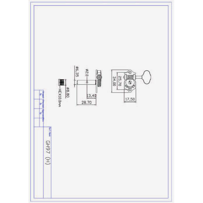 Image 2 of Grover "Vintage" Nickel Sta-Tites, Set/6, 18:1 Gear Ratio, for Slotted Headstocks - SKU# H9718N : Product Type Accessories & Parts : Elderly Instruments