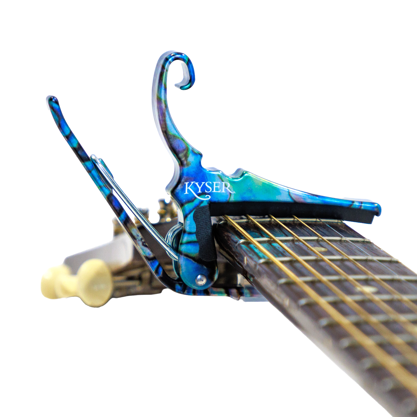 Kyser Quick Change Guitar Capo, Abalone on fretboard