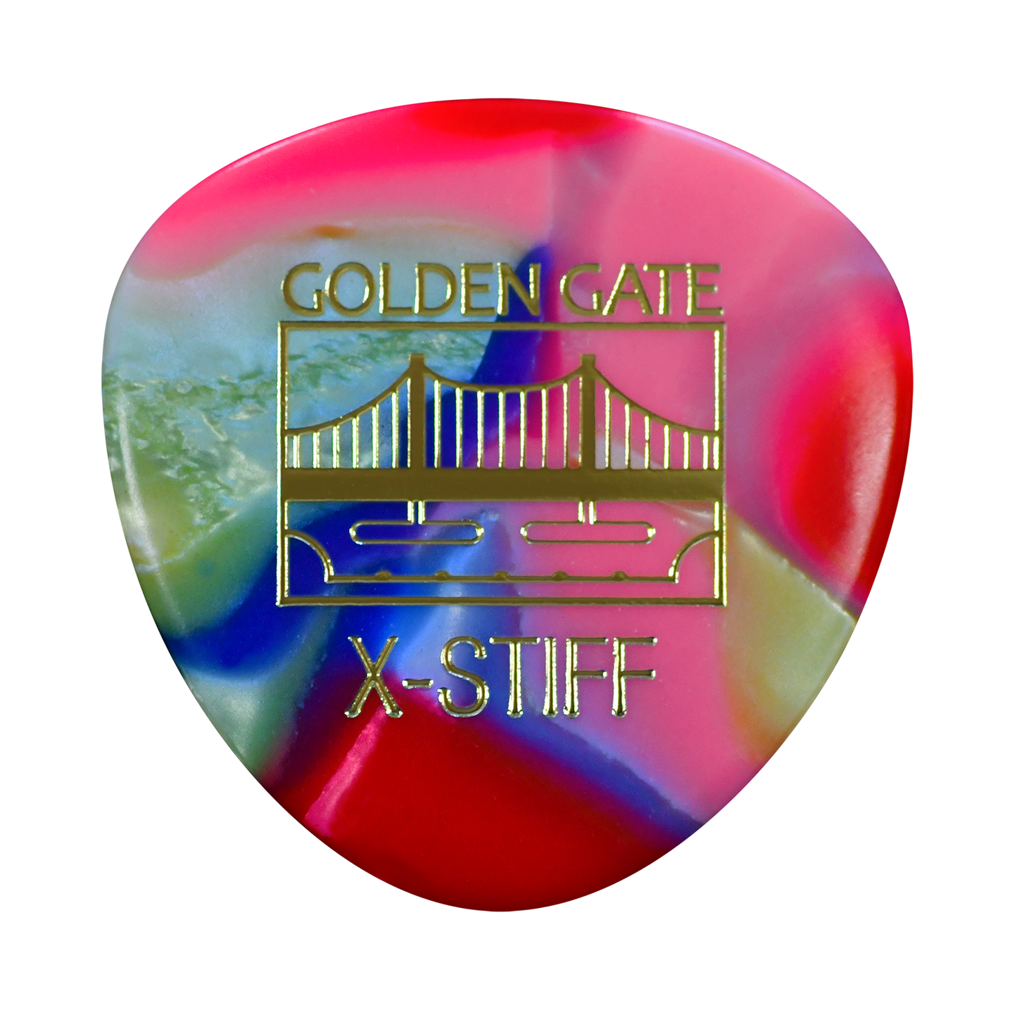Golden Gate Multi-Color Rounded Triangle Flatpick, Extra Stiff