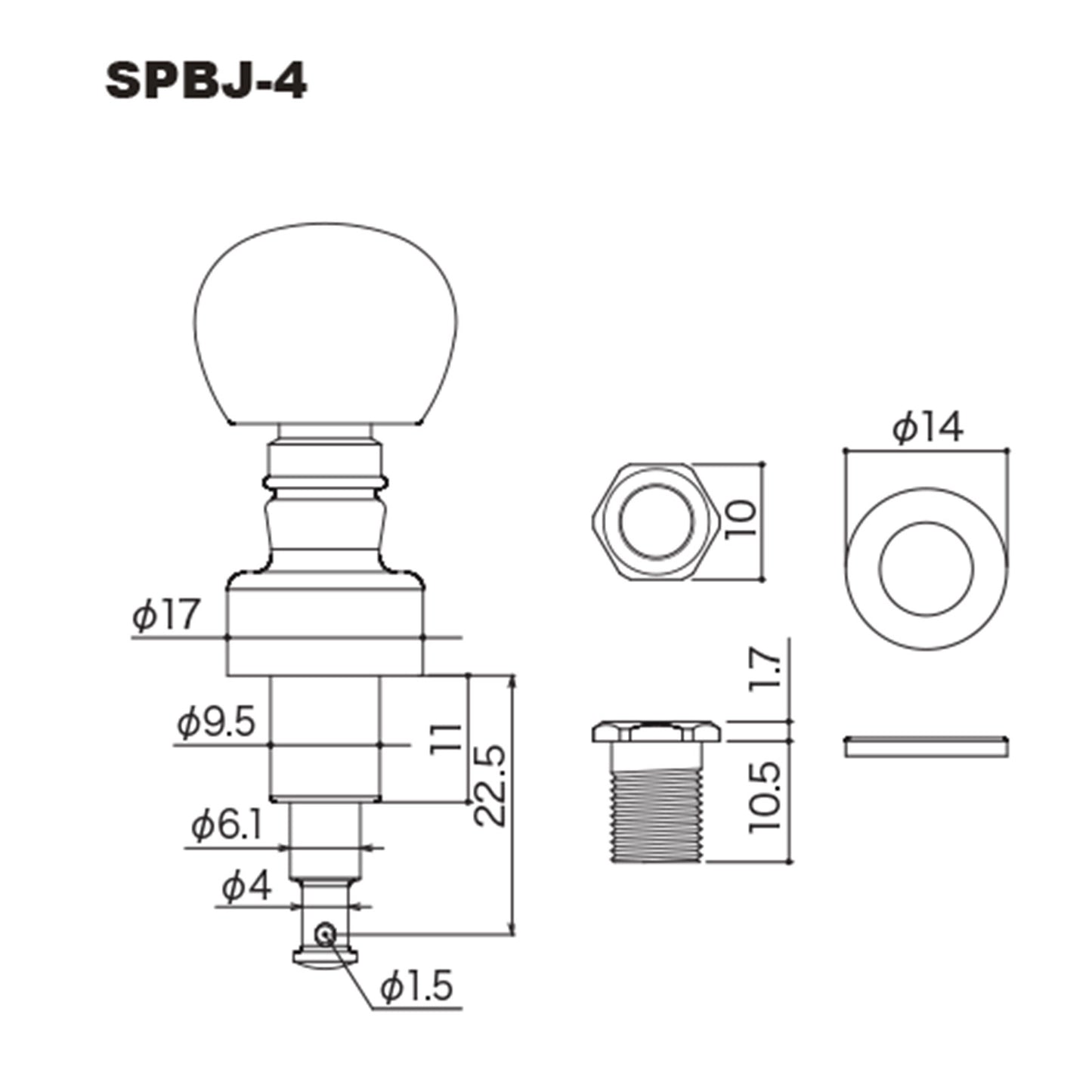 Diagram of Gotoh Planetary "Double Band" Style Banjo Tuners, Nickel Plated