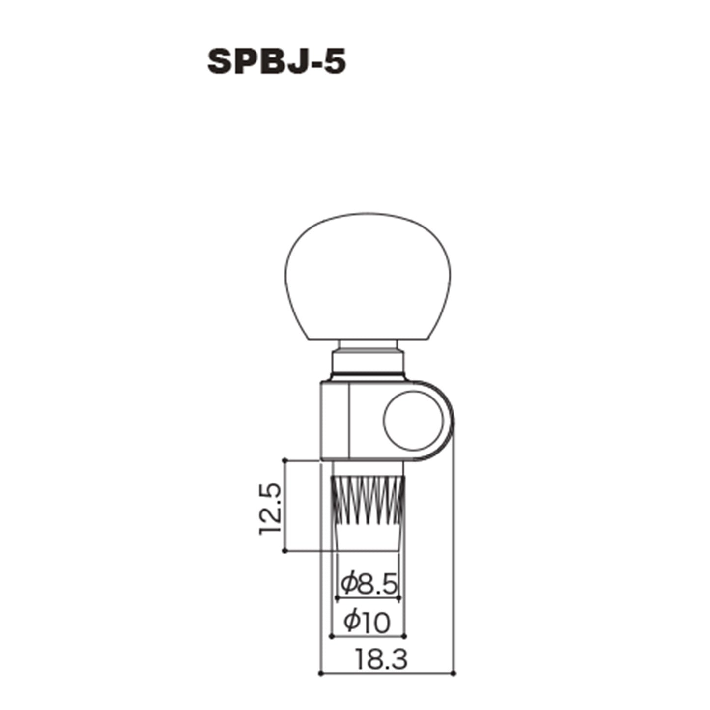Diagram of Gotoh 5th String Tuner for Banjo, Nickel