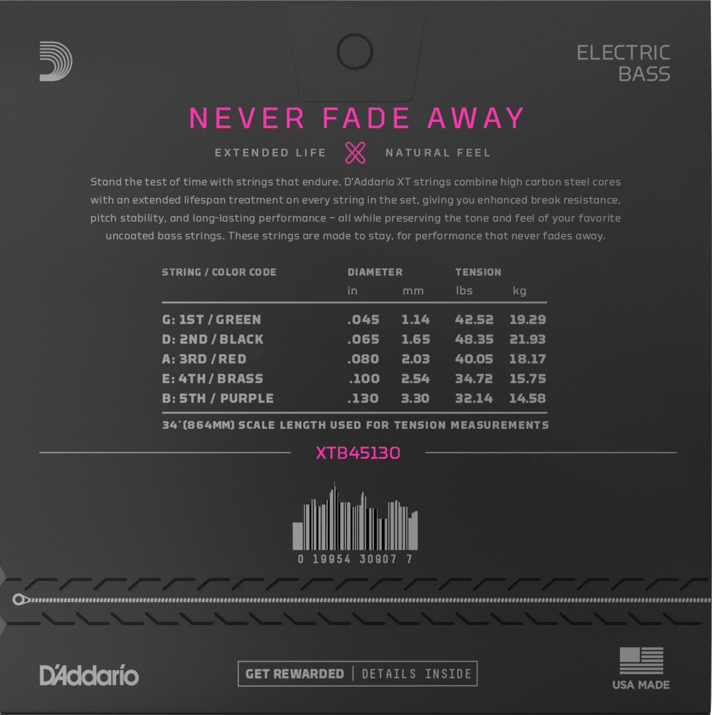 Image 2 of D'Addario XT Nickel Regular Light Gauge 5-String Electric Bass Guitar Strings - SKU# XTB45130 : Product Type Strings : Elderly Instruments