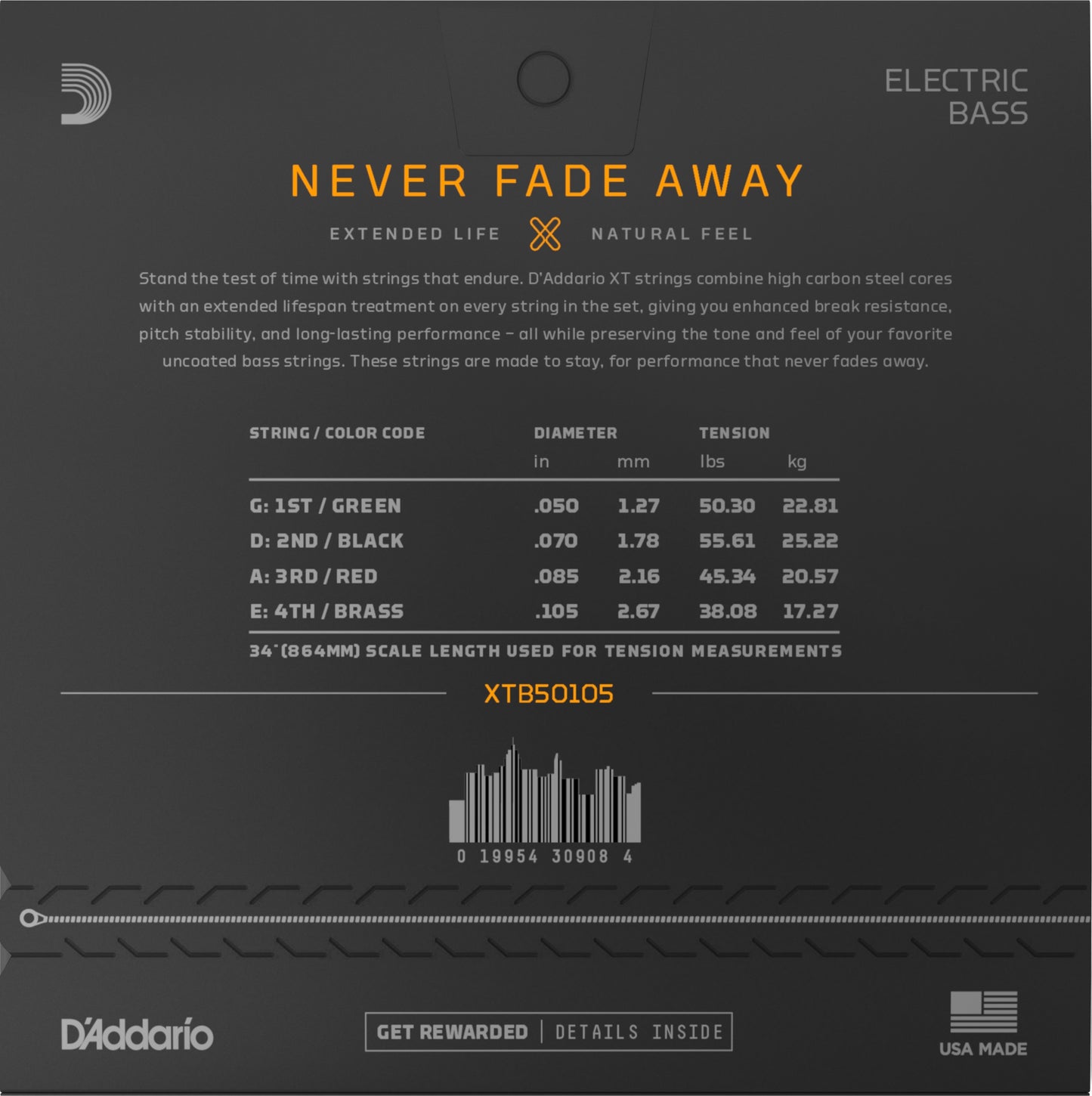 Image 2 of D'Addario XT Nickel Medium Gauge Electric Bass Guitar Strings - SKU# XTB50105 : Product Type Strings : Elderly Instruments