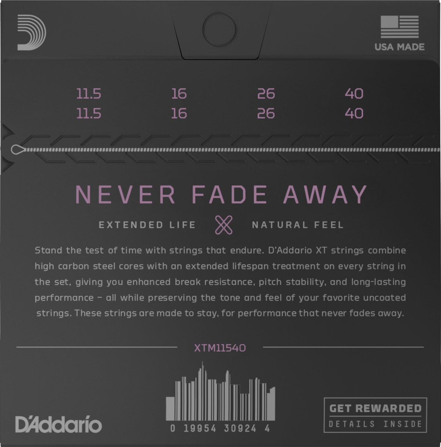 Back of D'Addario XT Phosphor Bronze Custom Medium Gauge Mandolin Strings