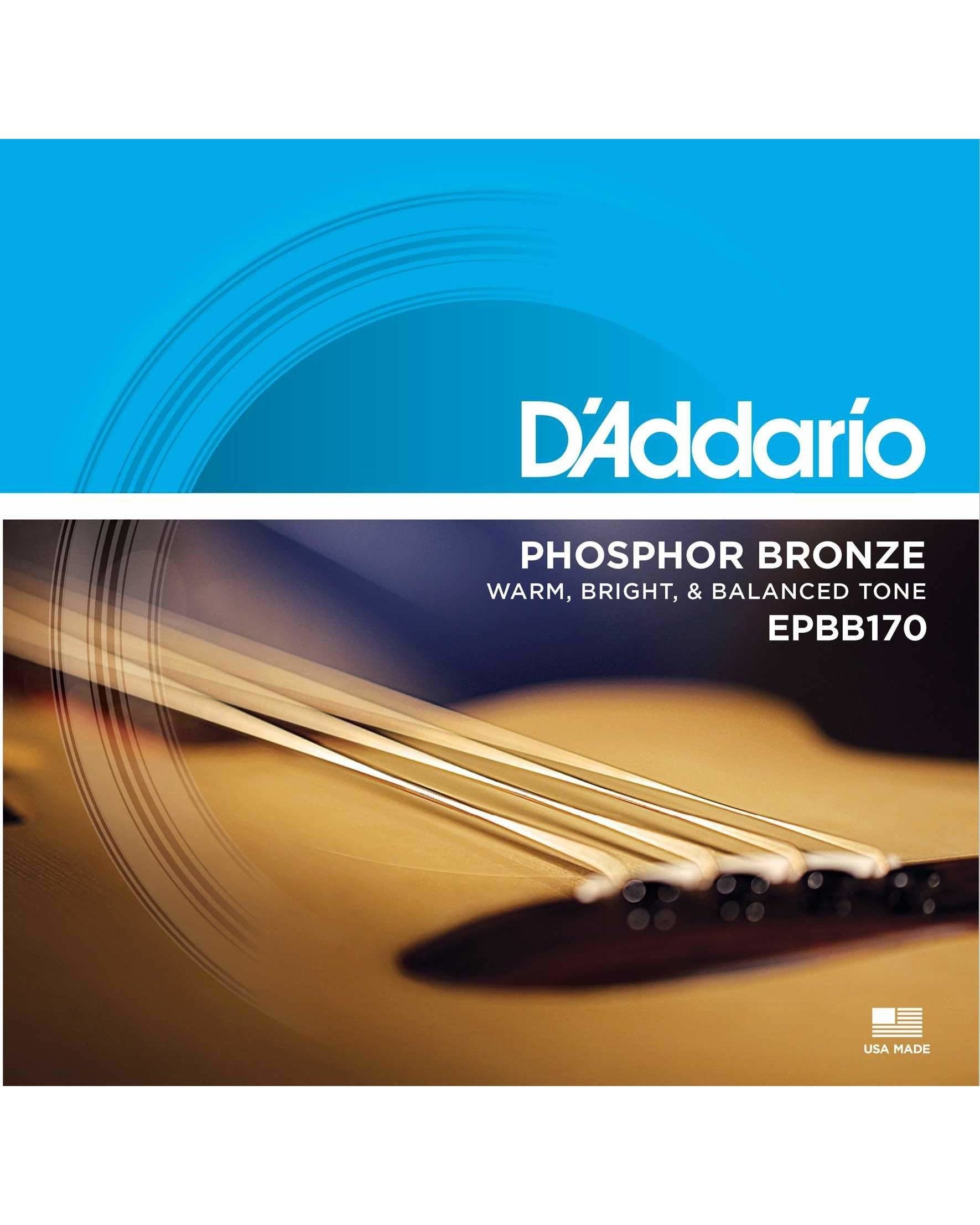 Front of D'Addario EPBB170 Phophor Bronze Acoustic Bass Guitar Strings