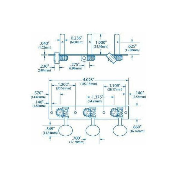 Image 2 of Golden Age Guitar Tuning Gears, for Slotted Peghead - SKU# GART251 : Product Type Accessories & Parts : Elderly Instruments