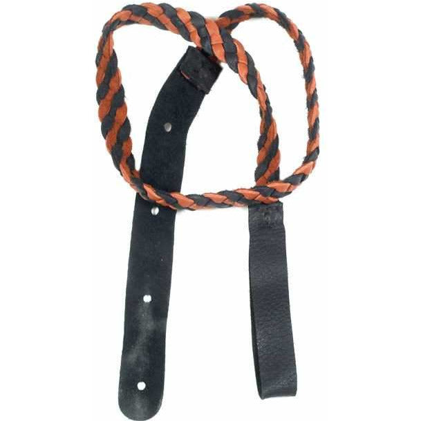 LAKOTA LEATHERS FLAT BRAID MANDOLIN STRAP, BLACK/TOBACCO bundled up