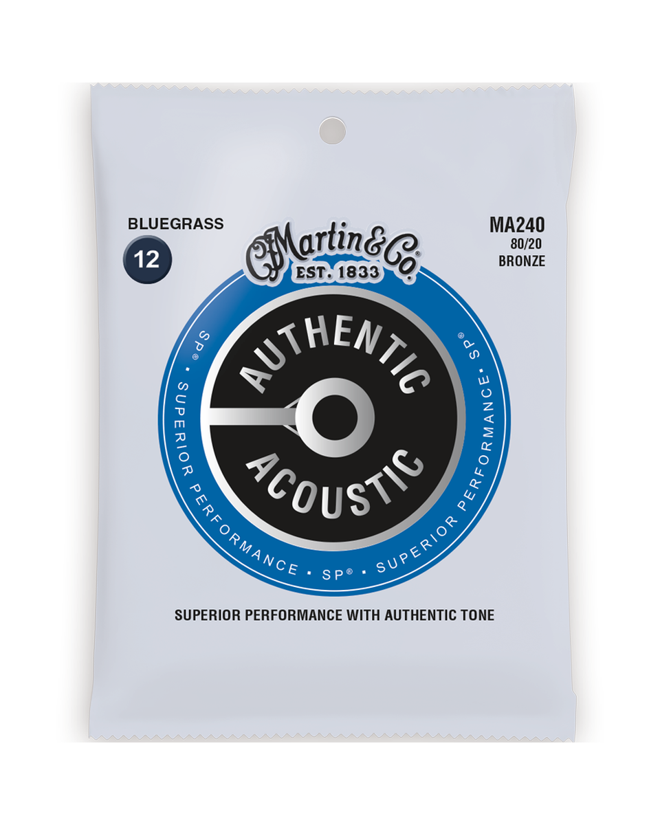Front of Martin MA240 Authentic Acoustic SP 80/20 Bluegrass 6-String Acoustic Guitar Set