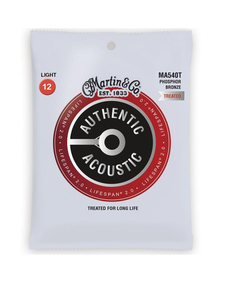 Front of Martin MA540T Authentic Acoustic Lifespan 2.0 Treated PhBrz Light 6-String Acoustic Guitar Set