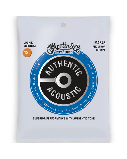 Front of Martin MA545 Authentic Acoustic SP Phosphor Bronze Light/Medium 6-String Acoustic Guitar Set