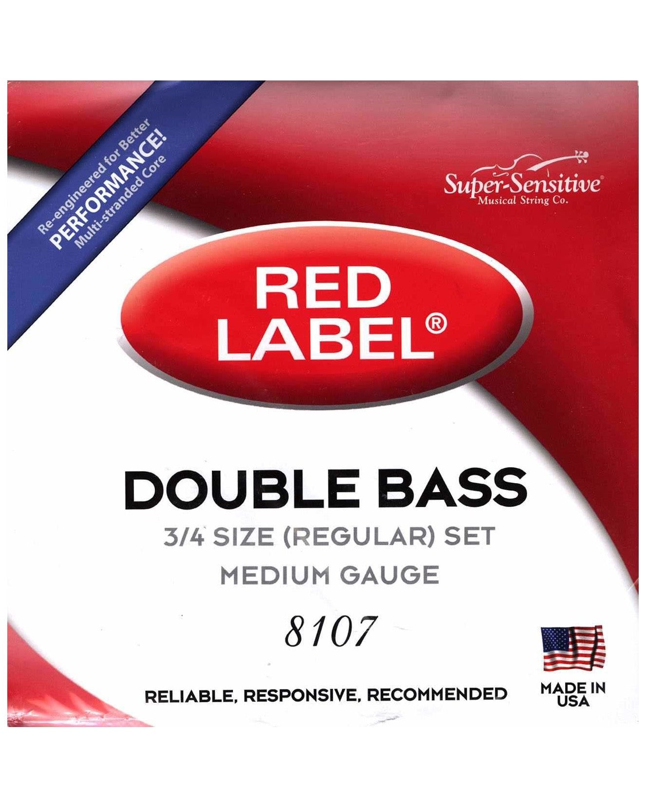 Image 1 of Super Sensitive 8107 Medium 3/4 Double Bass String Set - SKU# SS8107 : Product Type Strings : Elderly Instruments