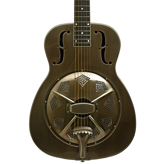 Front of Republic Resolian Relic Nickel Roundneck Resonator Guitar