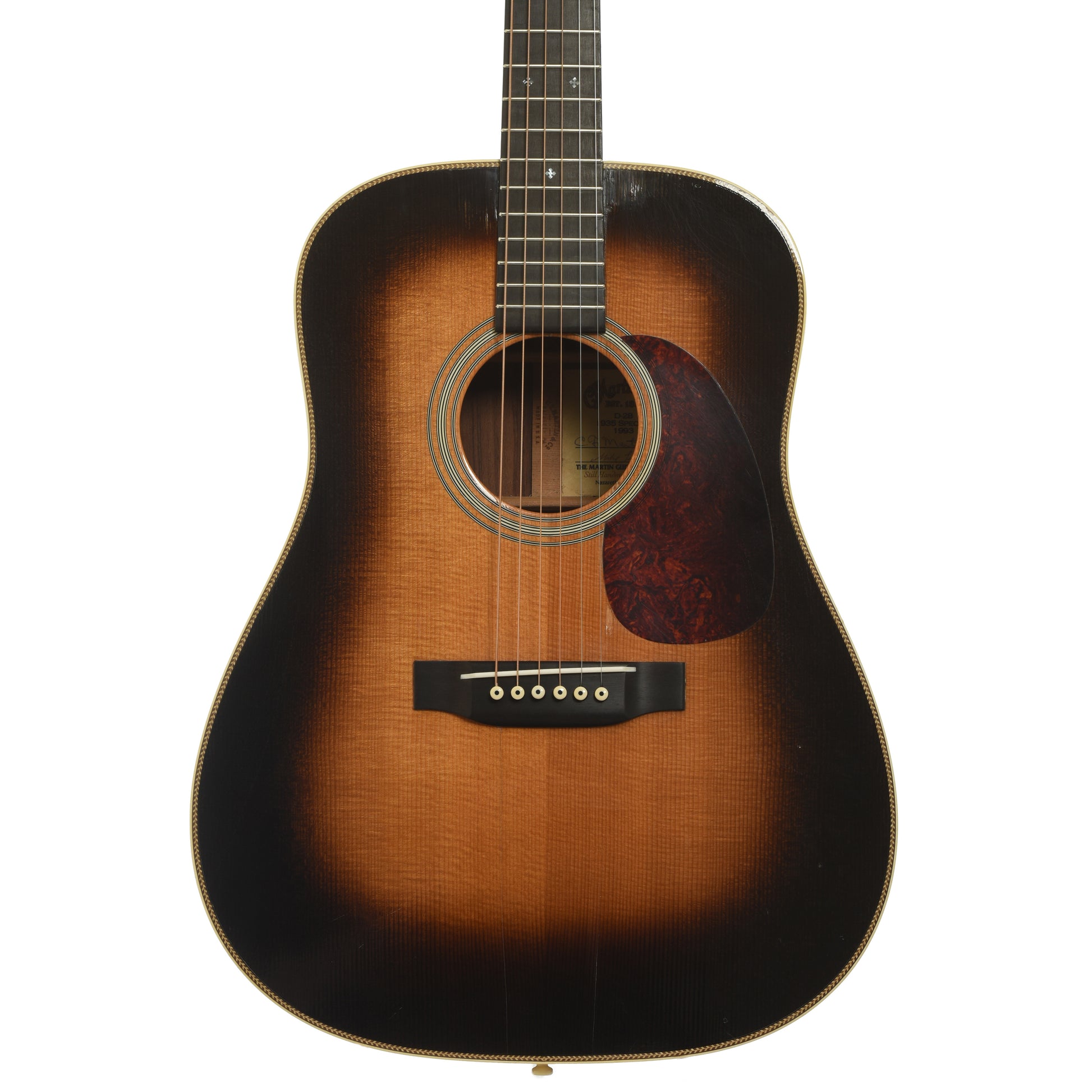 Front of Martin D-28 1935 Special Sunburst Acoustic Guitar