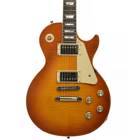 Front of Epiphone 1960 Les Paul Standard Reissue Electric Guitar & Case, Iced Tea Burst