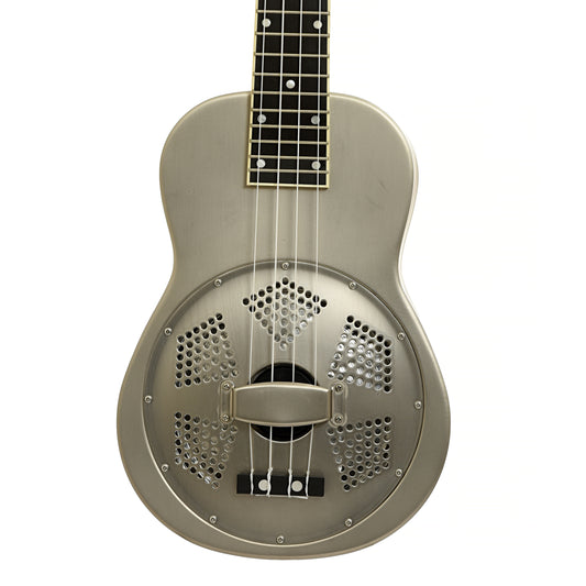 Front of Gold Tone Metal Body Tenor Resonator Uke
