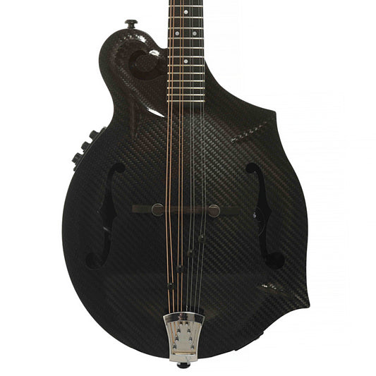 Front of KLOS Carbon Fiber F-Style Mandolin with Active EQ