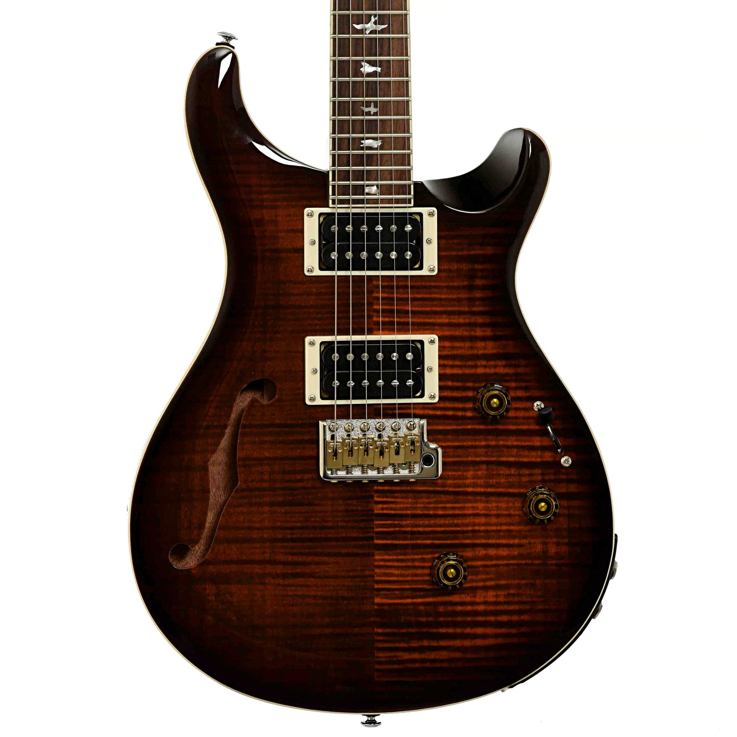 Front of PRS SE Custom 24 Semi-Hollow Piezo Electric Guitar