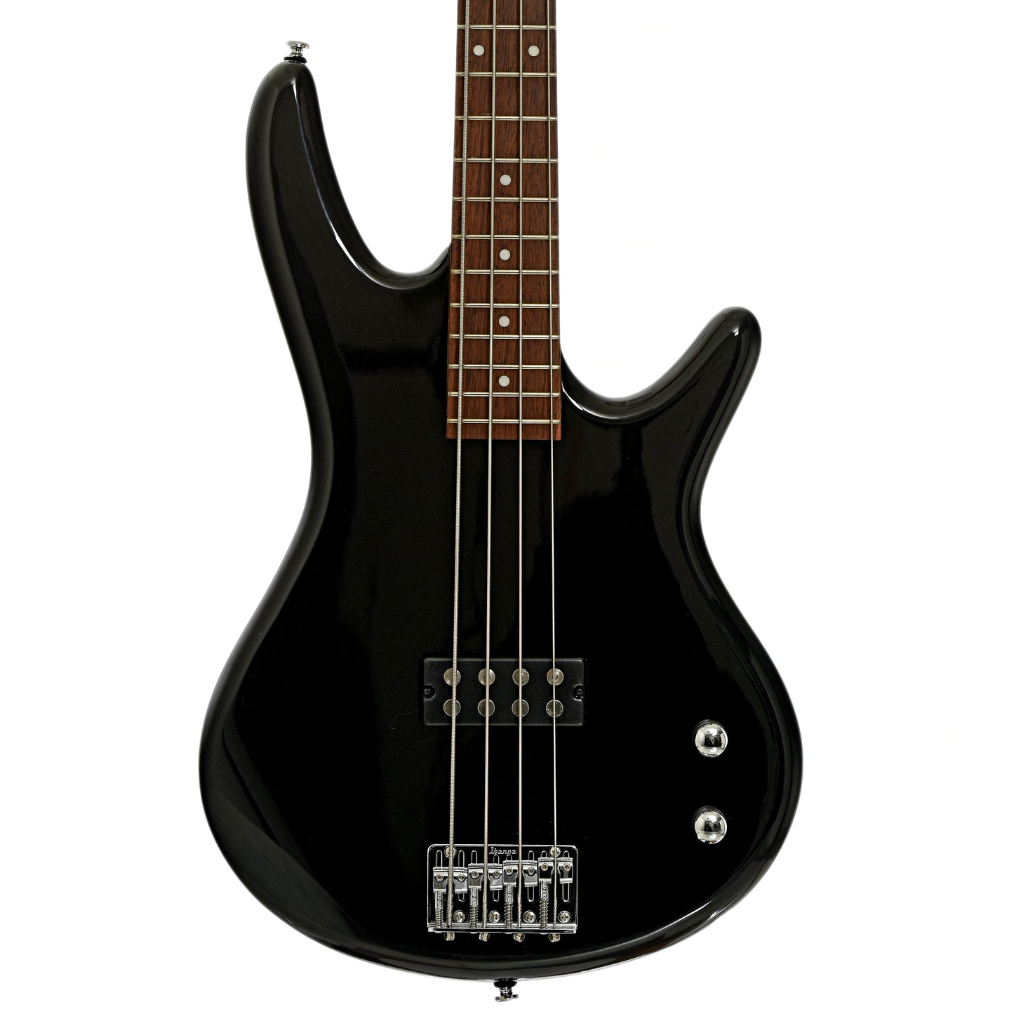 Front of Ibanez Gio GSR100EX Electric Bass Guitar, Black