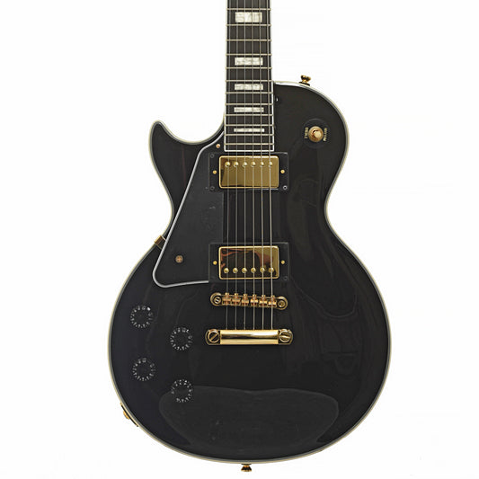 Front of Epiphone Les Paul Custom Left-Handed Electric Guitar & Gigbag, Ebony