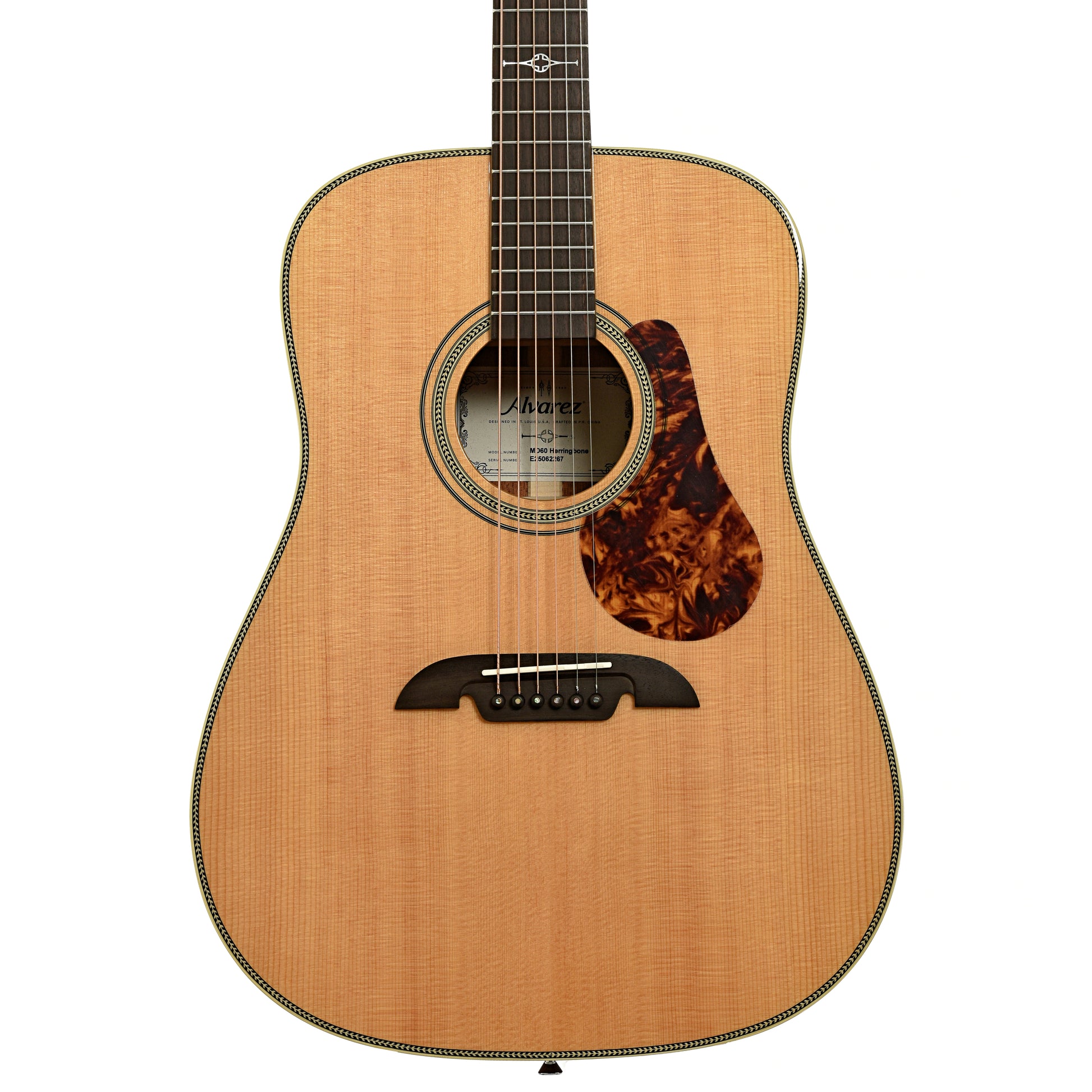 Front of Alvarez Masterworks Series MD60 Herringbone Dreadnought Acoustic Guitar