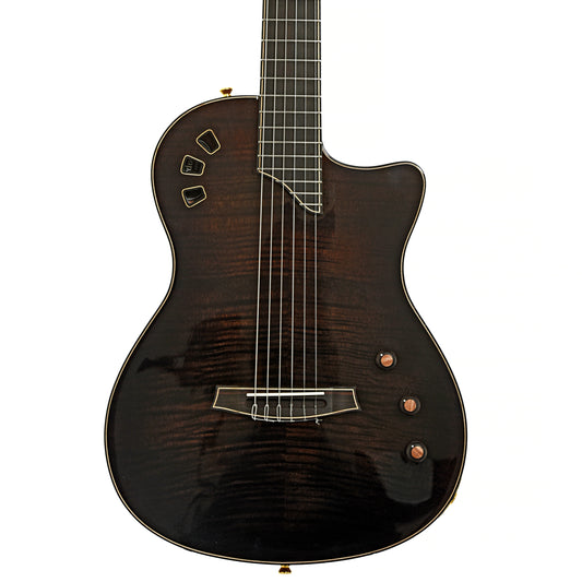 Front of Cordoba Stage Artist Nylon String Guitar, Habano Burst