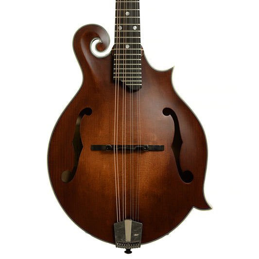 Front of Eastman MD315 Adirondack Wide Neck Amberburst Mandolin