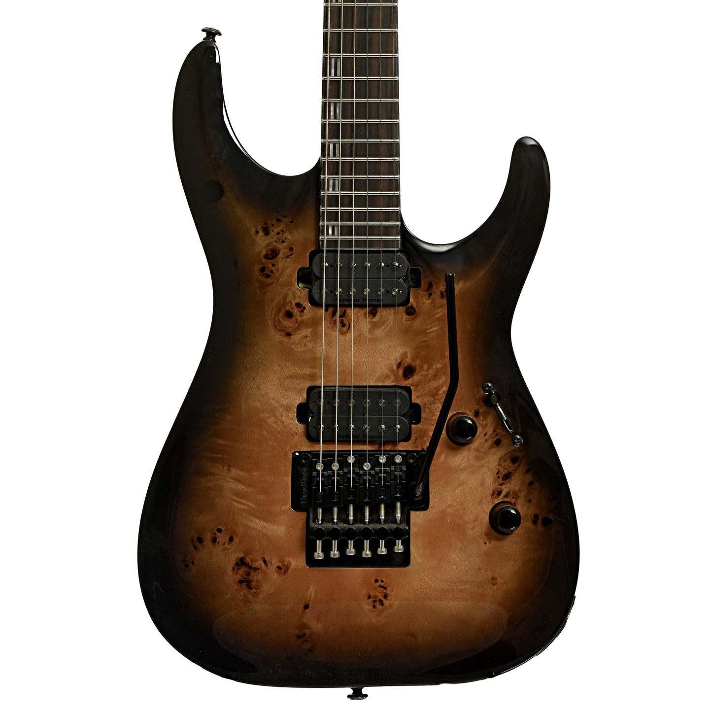 Front of ESP LTD H-1001FR Electric Guitar, Black Natural Burst