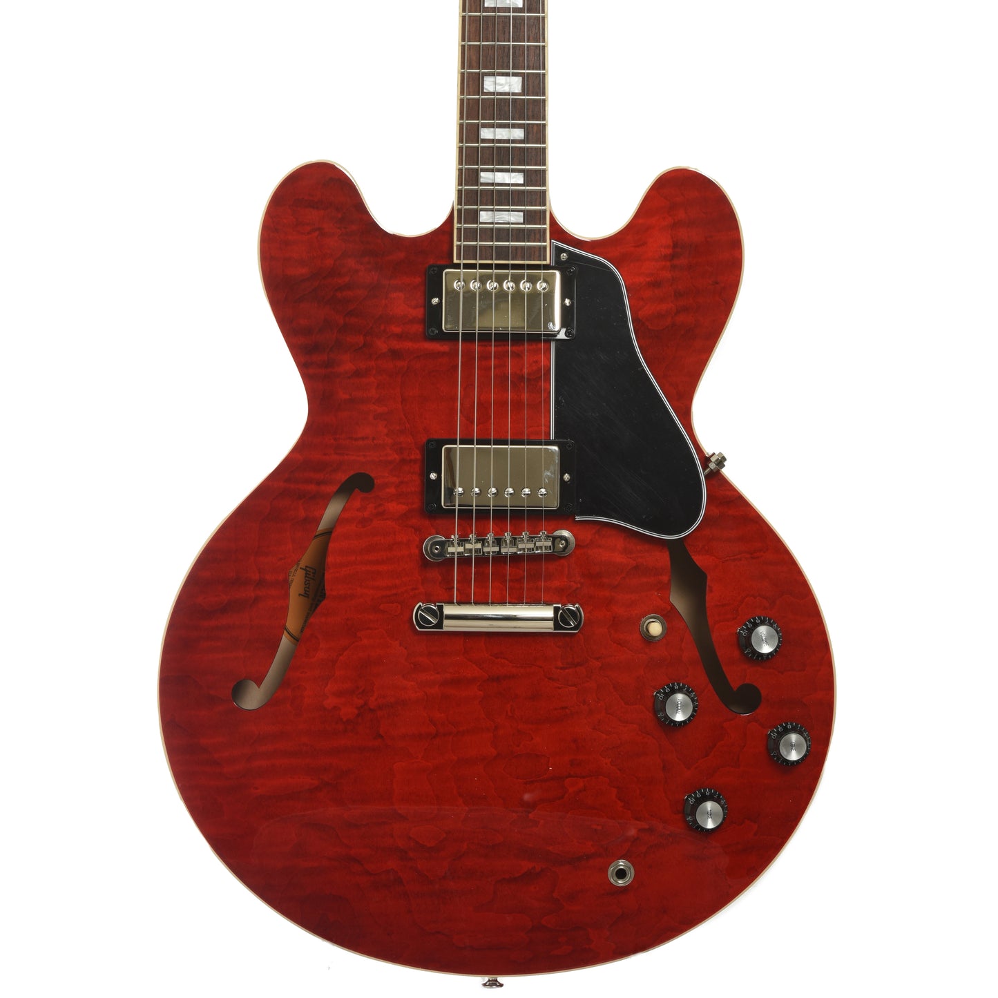 Front of Gibson ES-335 Figured Semi-Hollowbody Electric Guitar & Case, Sixties Cherry