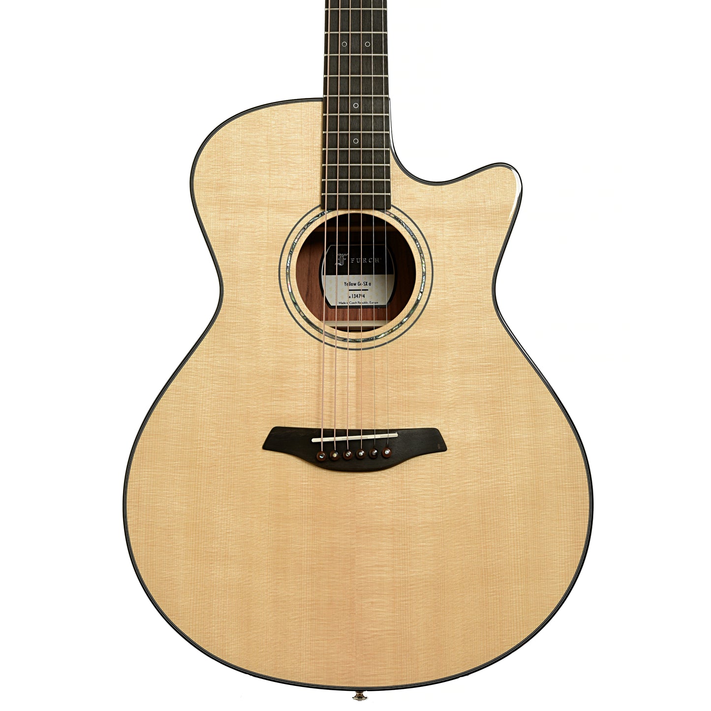 Front of Furch Limited Edition Yellow Gc-SX a Cutaway Acoustic Guitar