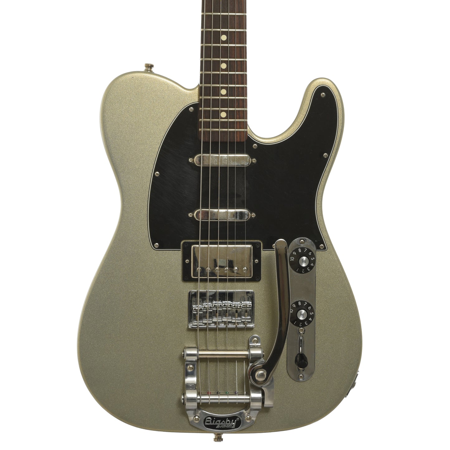 Front of Fender Blacktop Baritone Telecaster Electric Guitar 