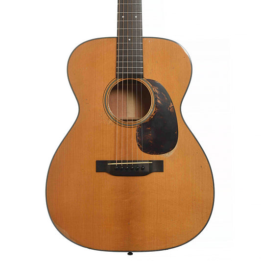 Front of Pre-War Guitars Co. Mahogany OM Acoustic Guitar, Stainless Steel Frets