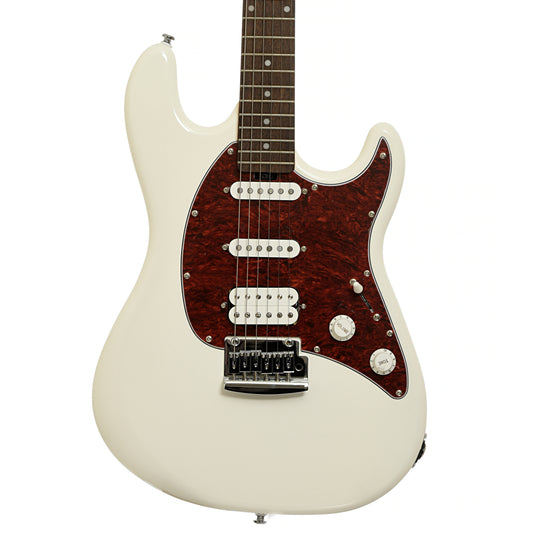 Front of Sterling by Music Man Cutlass Classic HSS Electric Guitar, Olympic White