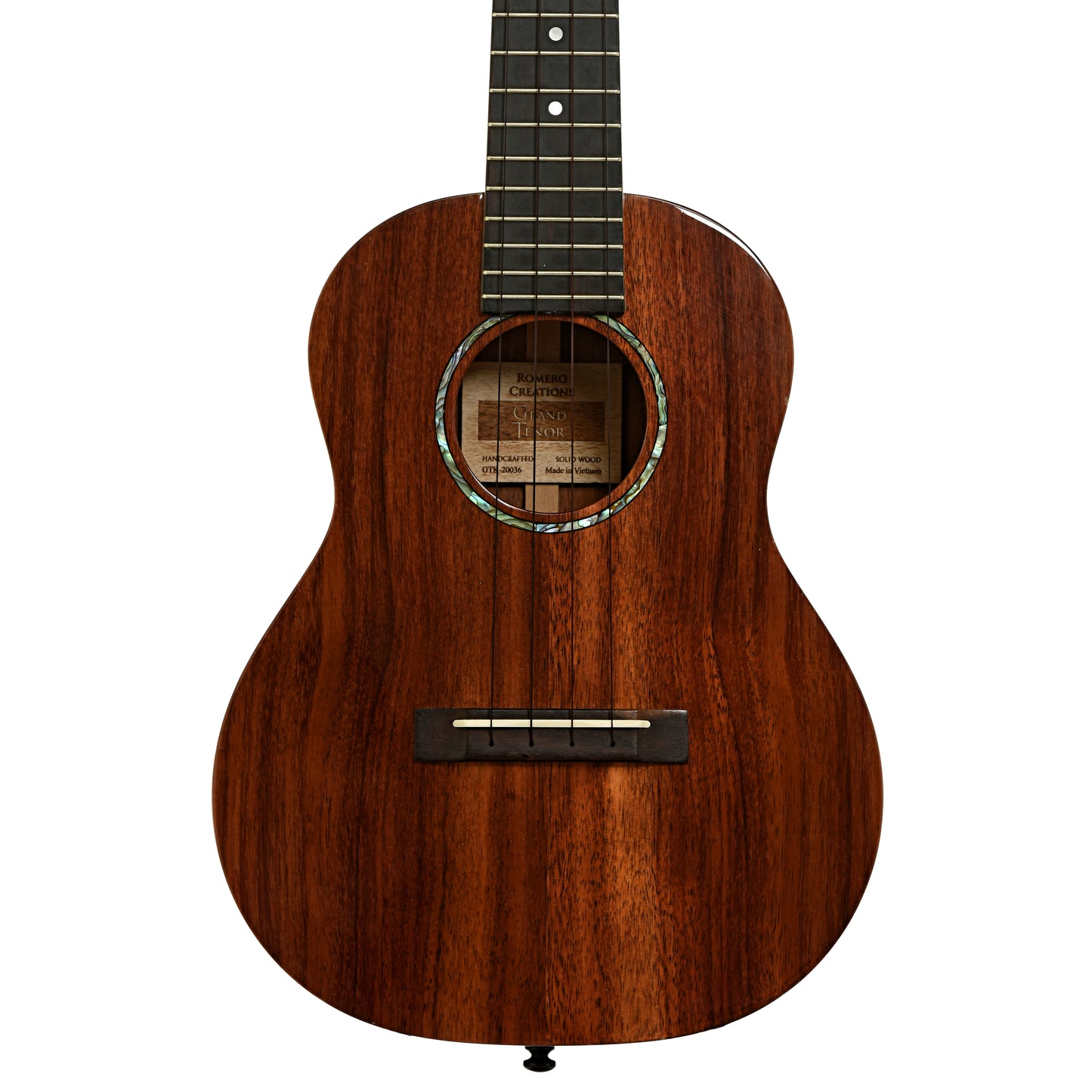 Front of Romero Grand Tenor Koa Ukulele
