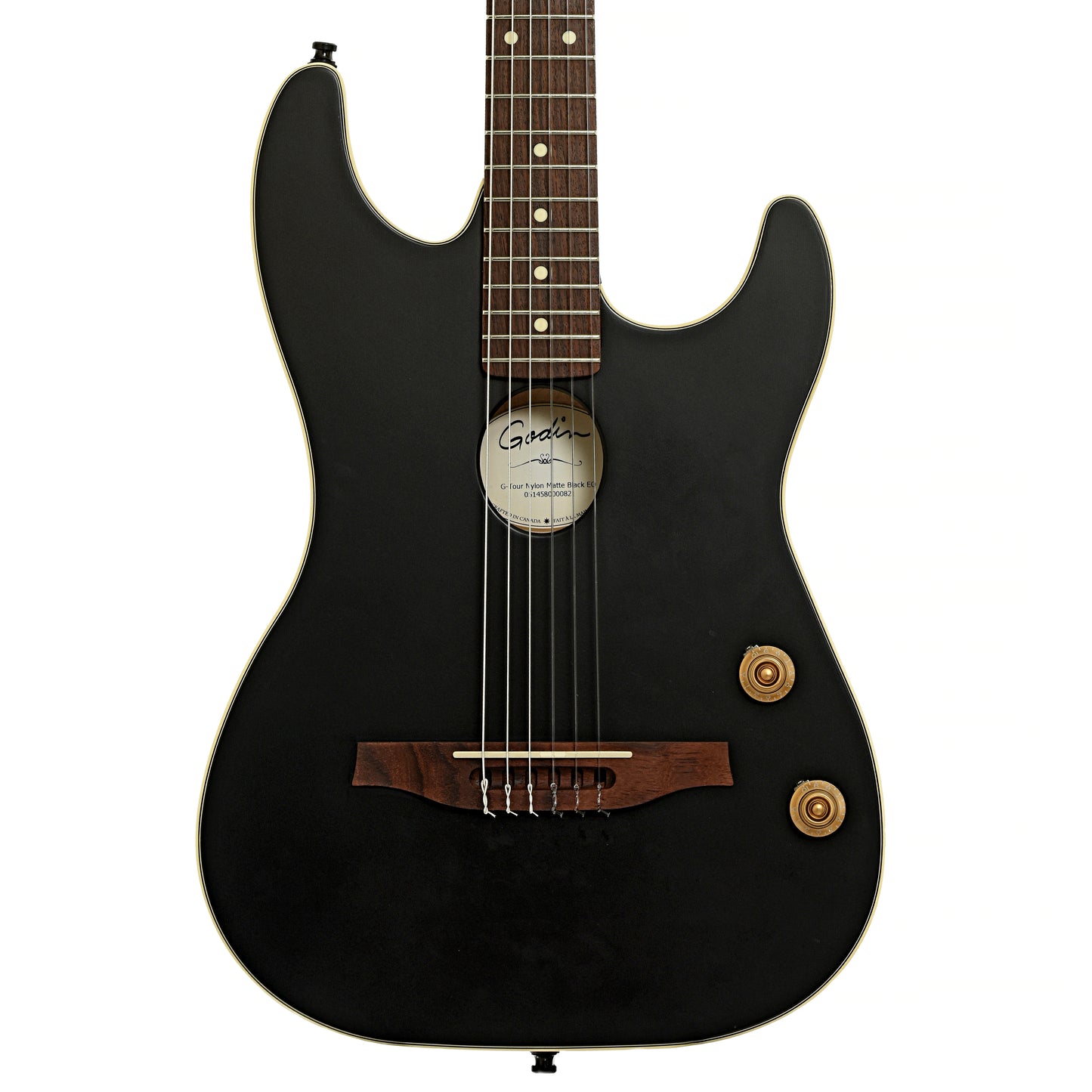 Front of Godin G Tour Nylon String Matte Black Acoustic-Electric Guitar 