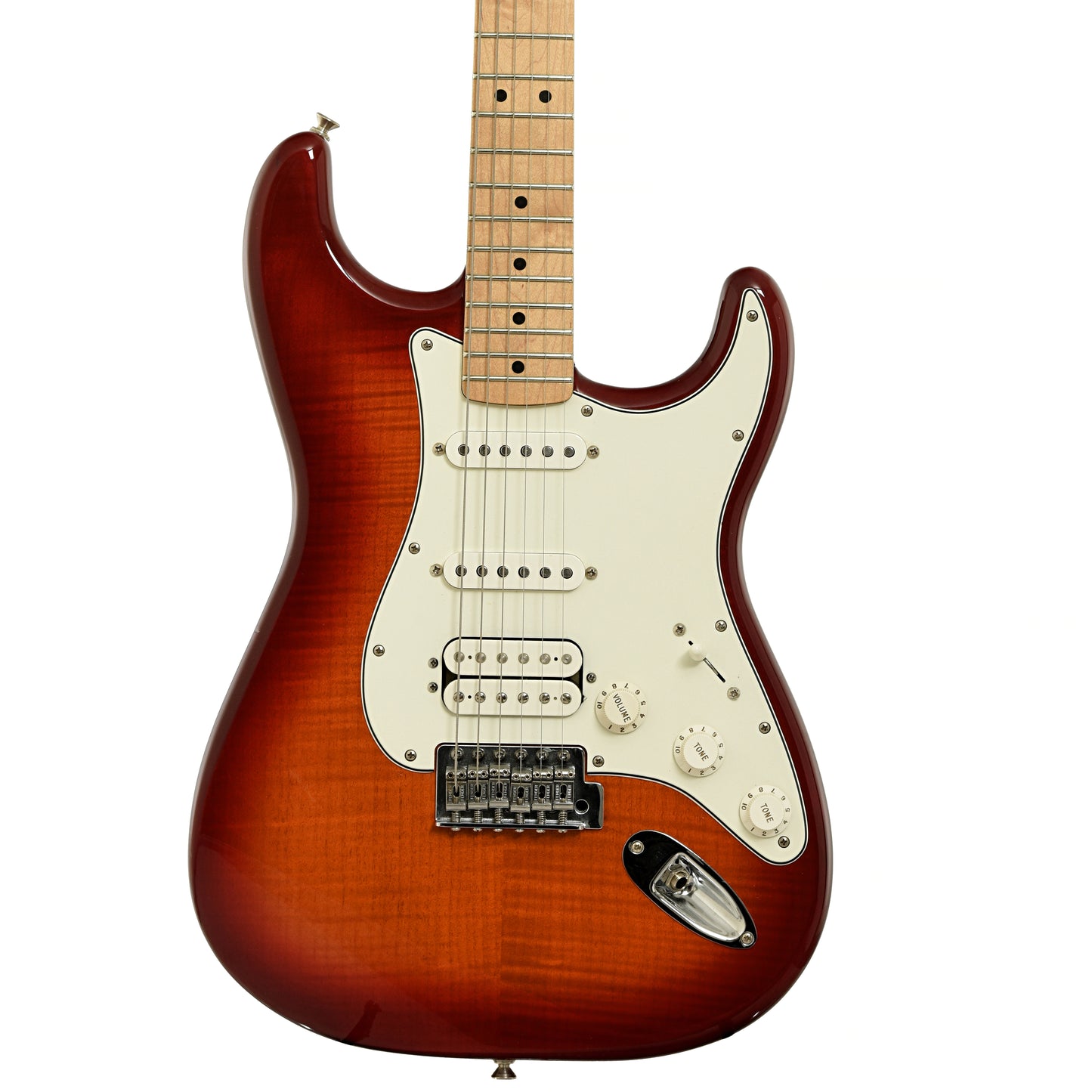 Front of Fender Stratocoaster HSS Plus Top Electric Guitar 