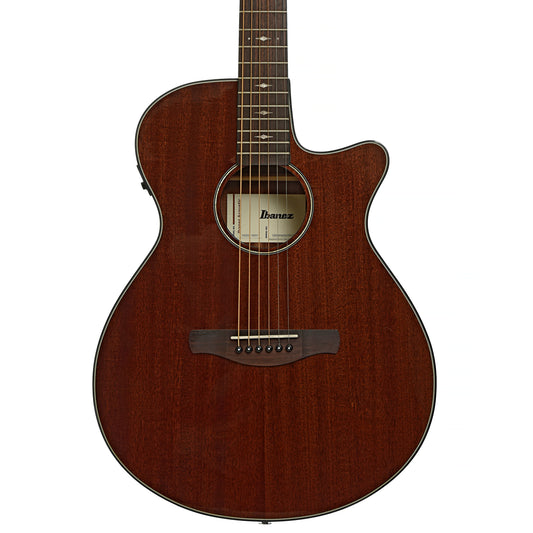 Front of Ibanez AEG62 Grand Concert Acoustic-Electric Guitar, Natural Mahogany High Gloss