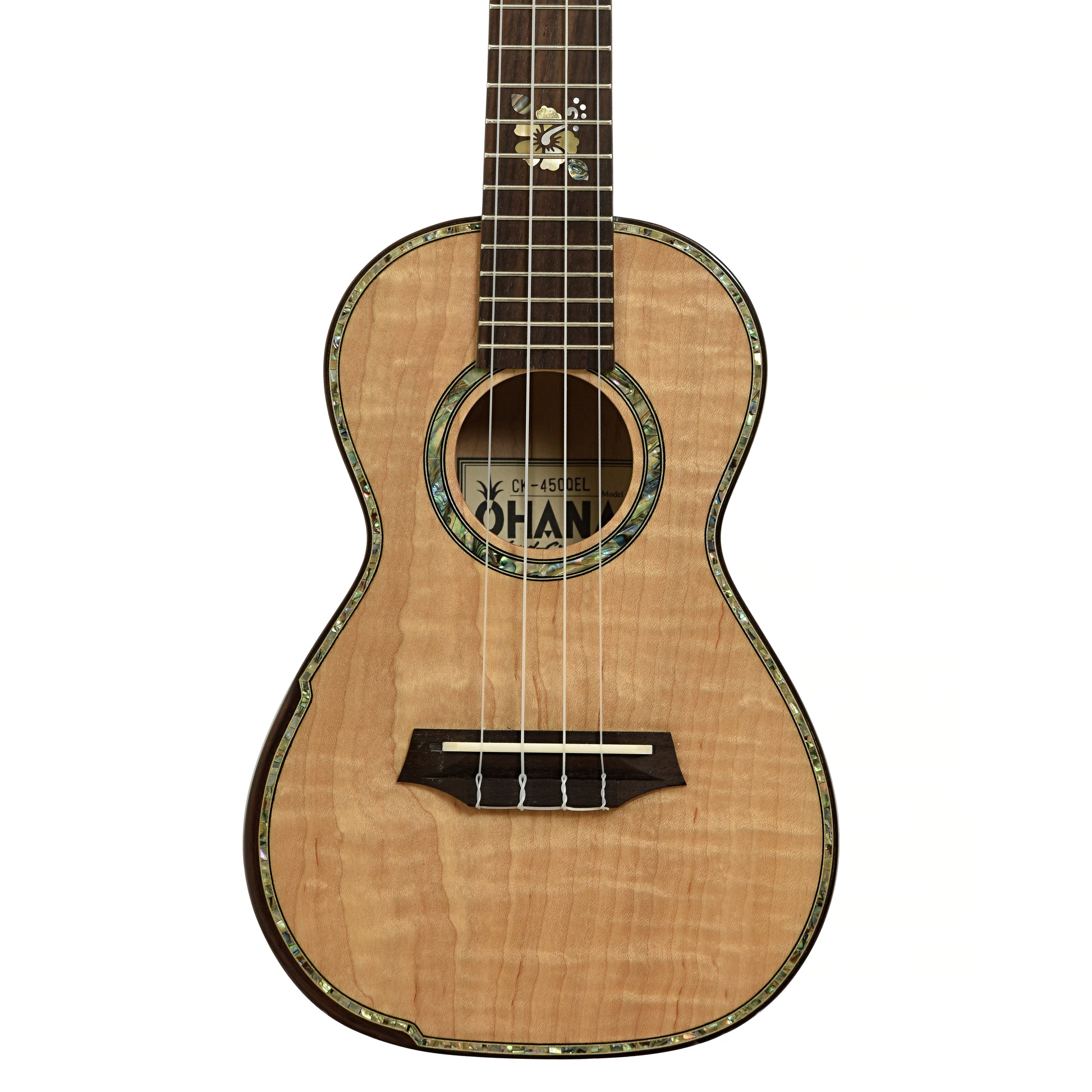 Front of Ohana CK450QEL Concert Uke