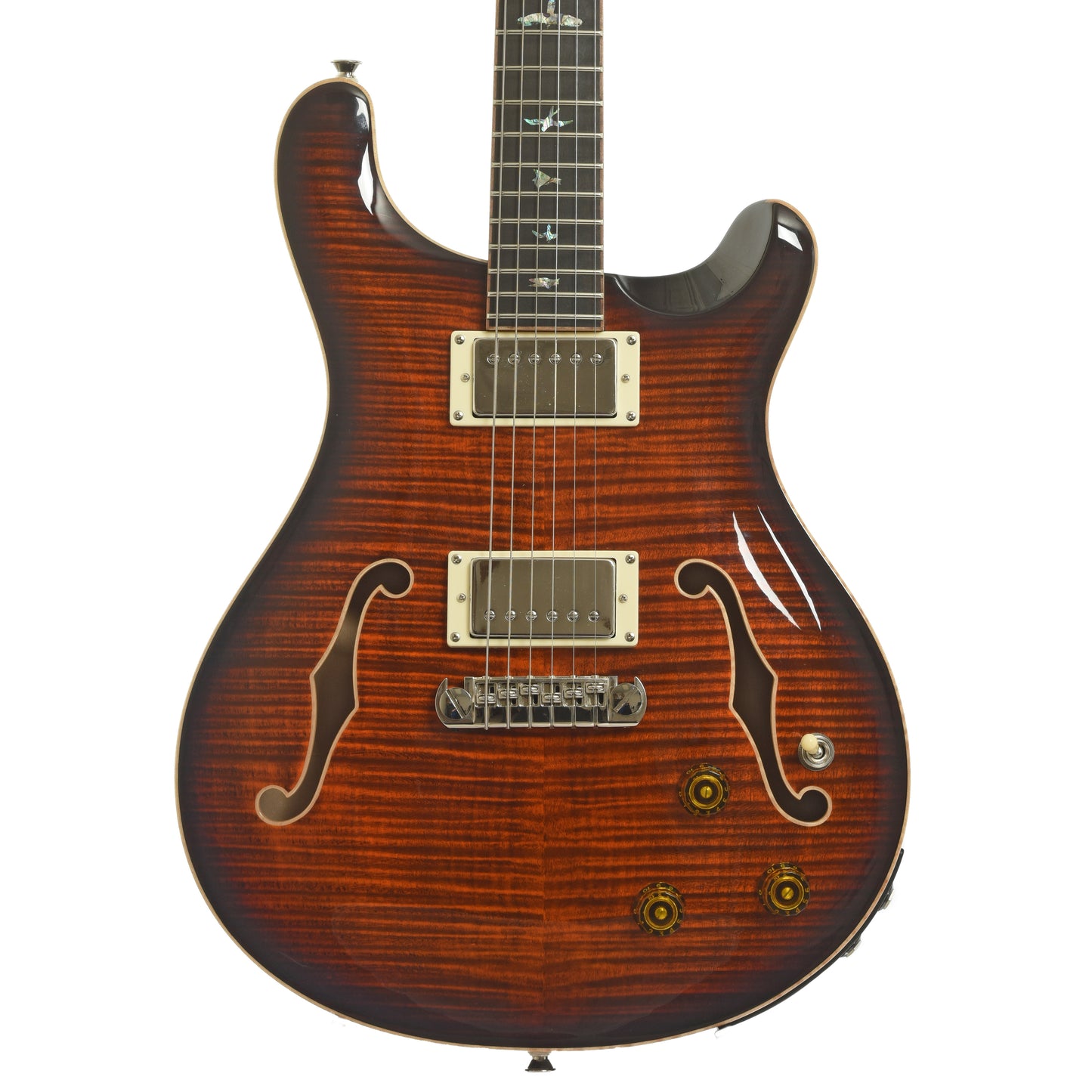 Full front and side of PRS SE Hollowbody II Piezo Electric Guitar 