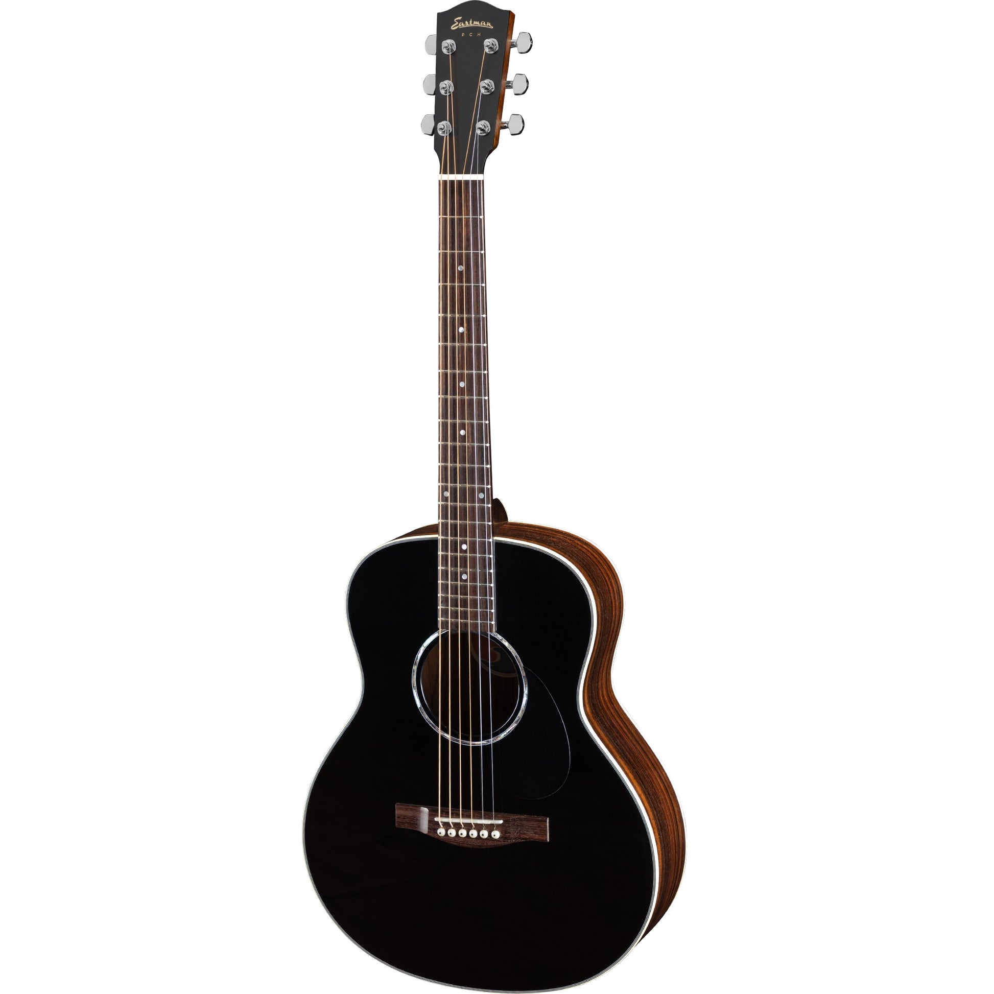 Eastman PCH2-TG Acoustic Guitar & Gigbag, Black Top, Front 2