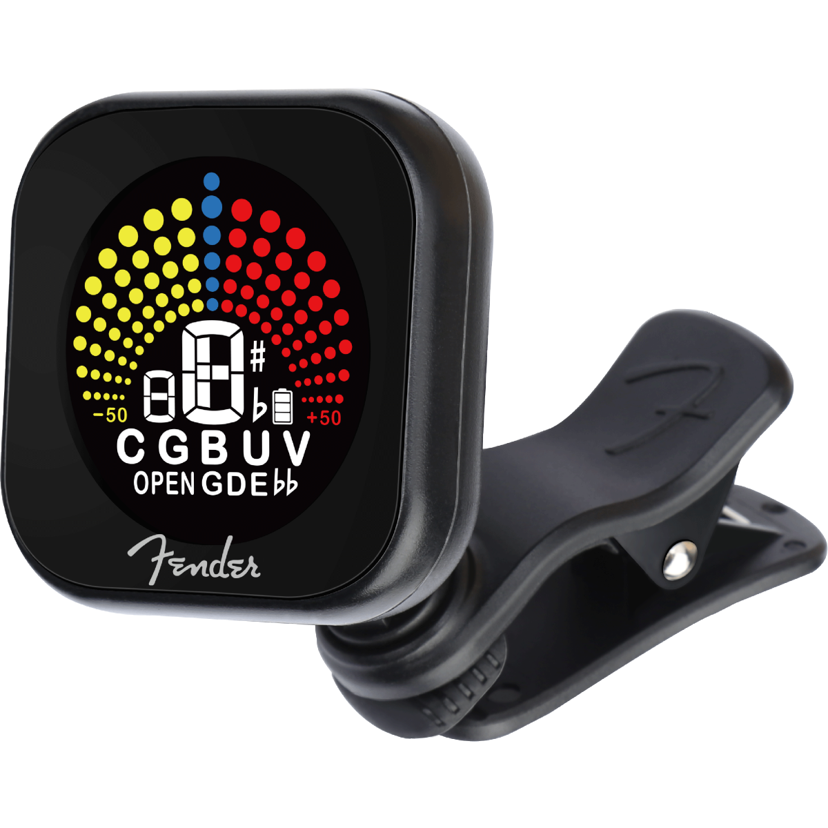 Fender Flash 2.0 Rechargeable Clip On Tuner, Angle 2