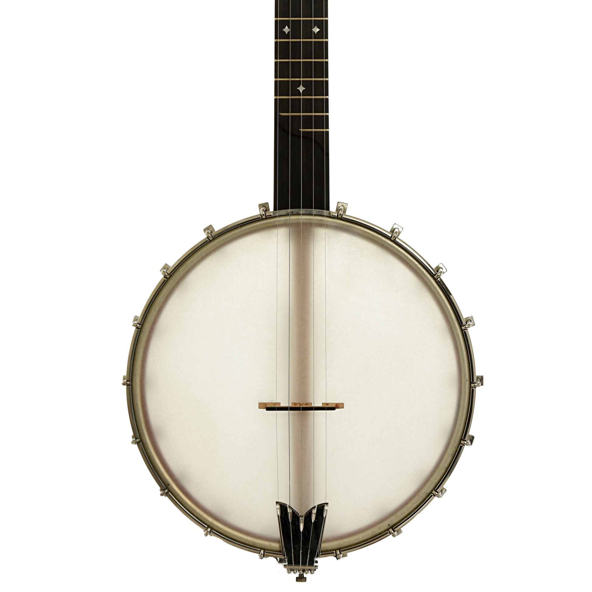Front of Rickard Little Wonder Cherry 12" Custom Open Back Banjo 