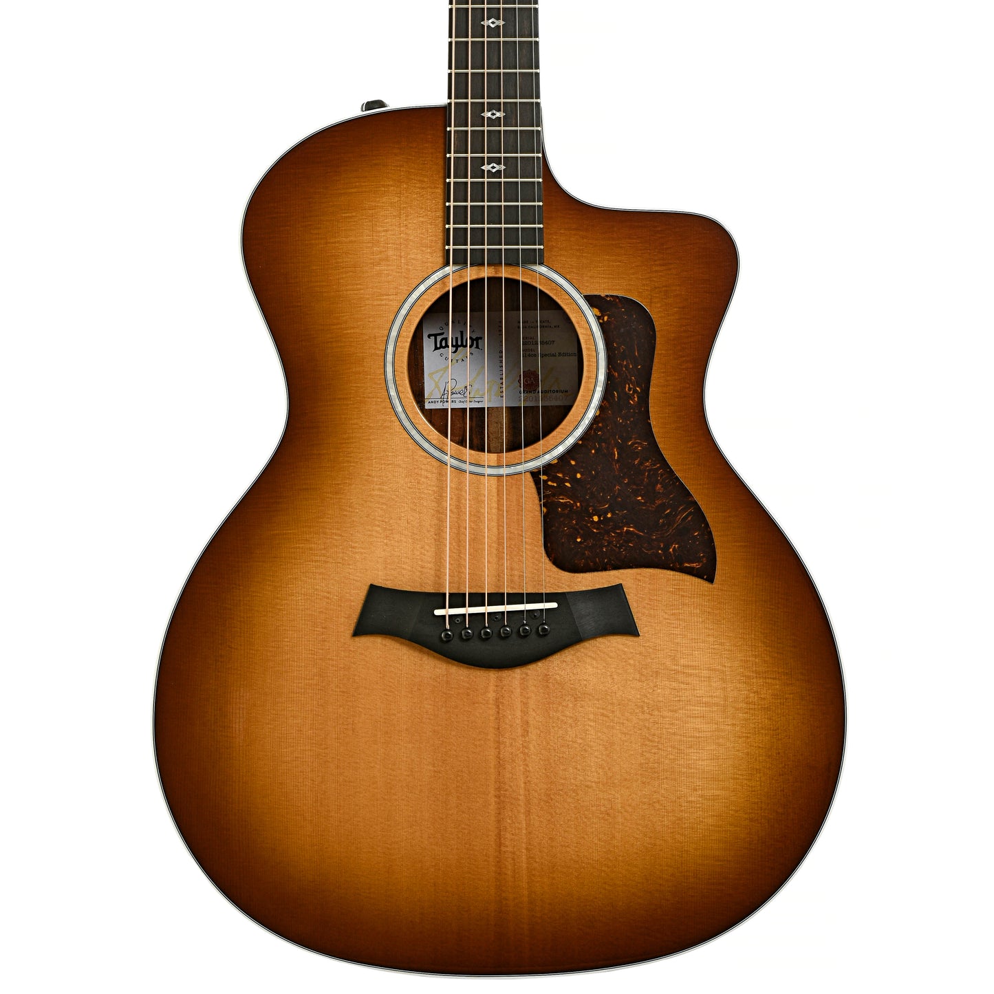 Front of Taylor 214ce Limited Edition Tigerwood Acoustic Guitar