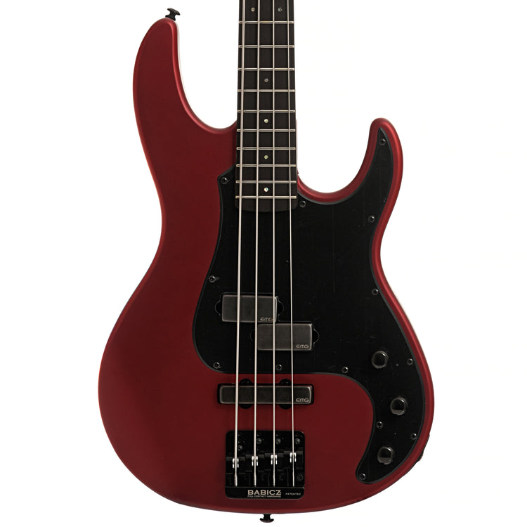 Front of ESP LTD AP-4 4-String Bass, Candy Apple Red Satin
