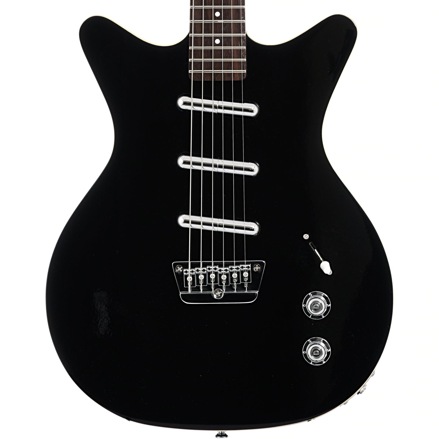 Front of Danelectro '59 Triple Divine Electric Guitar, Black