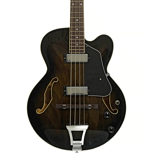 Front of Ibanez Artcore AFB200 Hollowbody Electric Bass Guitar, Transparent Black Sunburst