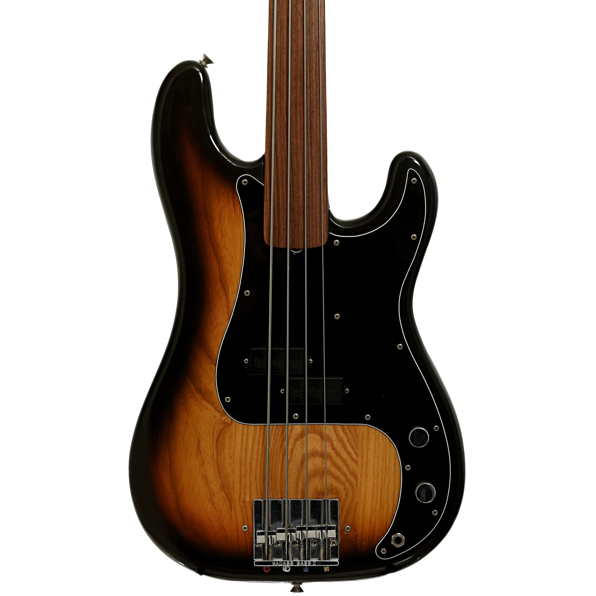 Front of Fender Precision Fretless Electric Bass